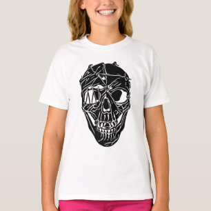 Camiseta gráfica de cráneo gótico lindo para niñas