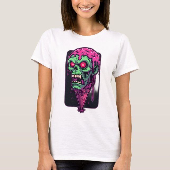 Camiseta Gráfica de crema de hielo zombie de Halloween dive (Anverso)