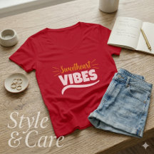 Camiseta gráfica de cuello en V para mujer Vibes d