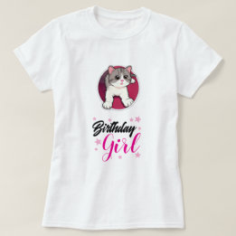 Camiseta gráfica de cumpleaños de gato lindo