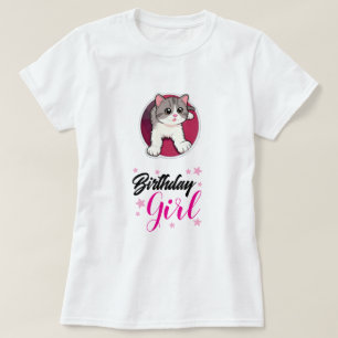 Camiseta gráfica de cumpleaños de gato lindo