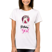 Camiseta gráfica de cumpleaños de gato lindo