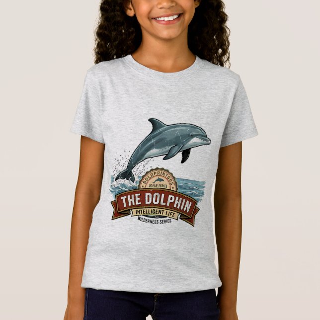 Camiseta gráfica de delfines estrellas para niñas  (Anverso)