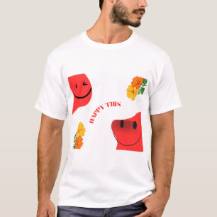 Camiseta gráfica de días felices con caras lindas 