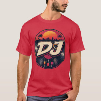 Camiseta gráfica de DJ al atardecer