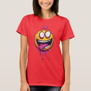 Camiseta gráfica de emoji de amor loco divertido –
