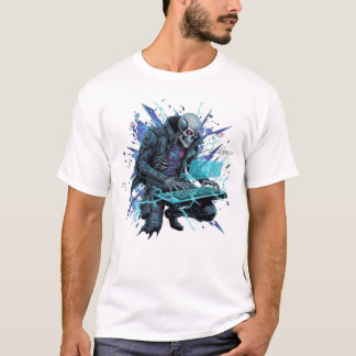 Camiseta Gráfica de Esqueleto Jugador Hacker Ciber