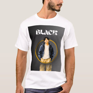 Camiseta gráfica de estilo urbano negro para hombr