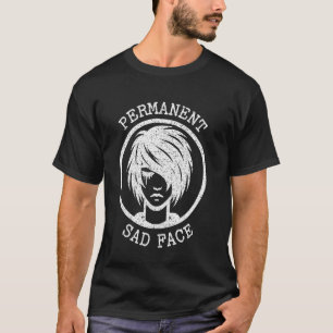 Camiseta Gráfica de expresión de cara triste permanente de 