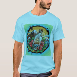 Camiseta gráfica de fantasía náutica con barco vin