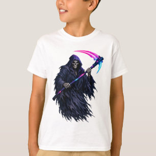 Camiseta gráfica de fantasía oscura con guadaña de