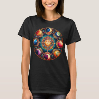 Camiseta Gráfica de fases de la luna dorada