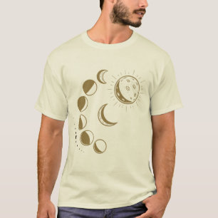 Camiseta gráfica de fases lunares celestes y sol d
