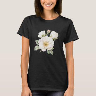 Camiseta gráfica de flor de rosa blanca negra