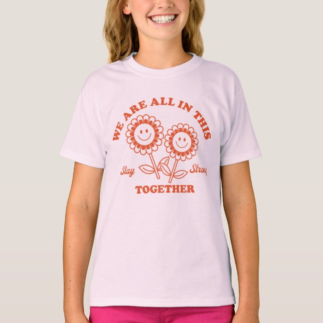 Camiseta Gráfica de flor retro feliz (Anverso)