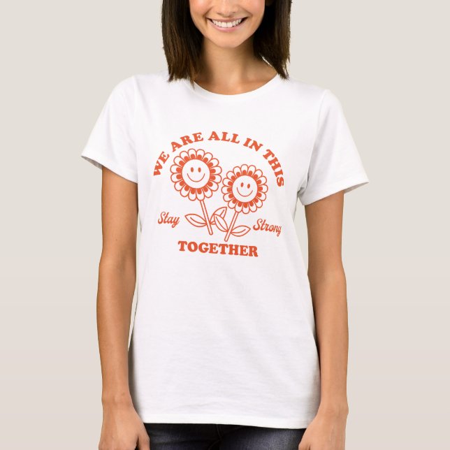Camiseta Gráfica de flor retro feliz (Anverso)