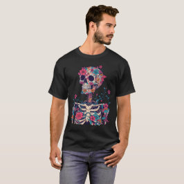Camiseta gráfica de flores de cráneo estética oscu