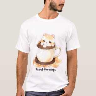 Camiseta gráfica de gatito adorable en taza de té 