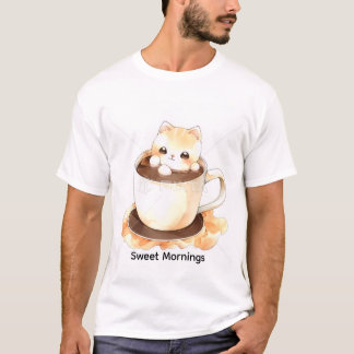 Camiseta gráfica de gatito adorable en taza de té