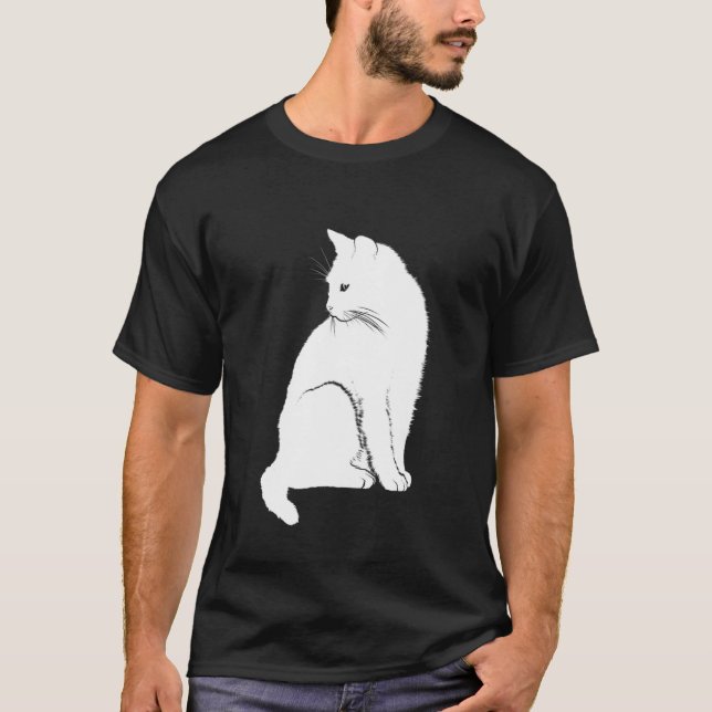Camiseta Gráfica de gatito blanco lindo (Anverso)
