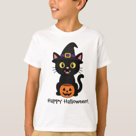 Camiseta gráfica de gatito de Halloween linda