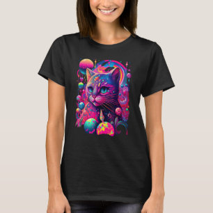 Camiseta Gráfica de gato arcoíris colorido