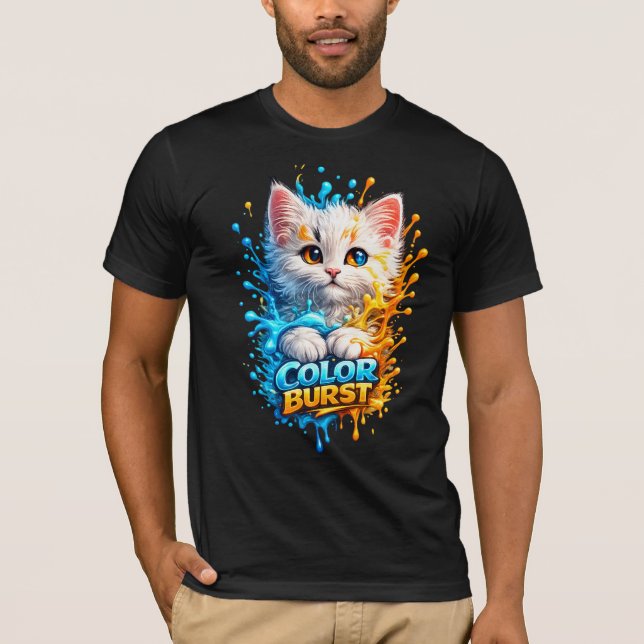 Camiseta gráfica de gato con explosión de color: s (Anverso)