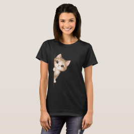 Camiseta Gráfica de Gato Curioso Lindo
