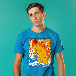 Camiseta Gráfica de gato de arte japonés divertido Catzilla