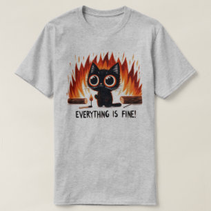 Camiseta Gráfica de Gato Divertido - Todo está bie