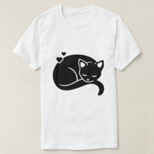 Camiseta gráfica de gato durmiendo con corazones