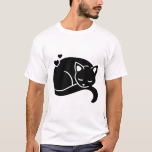 Camiseta gráfica de gato durmiendo con corazones
