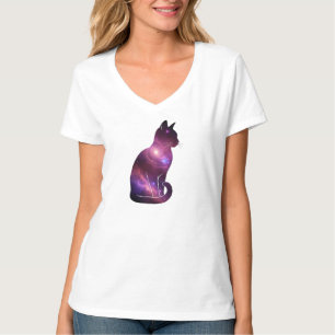 Camiseta Gráfica de Gato Espacial Cósmico