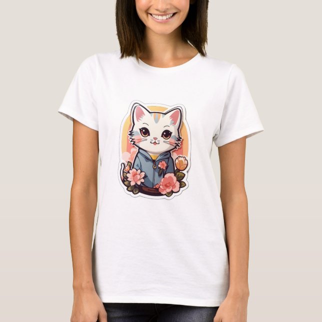 Camiseta Gráfica de gato kawaii (Anverso)