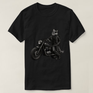 Camiseta gráfica de gato motorista negro