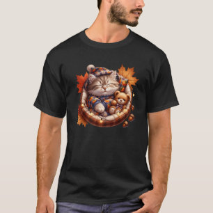 Camiseta Gráfica de gato otoñal linda para abuela de gato y