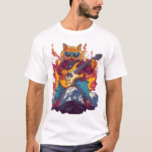 Camiseta gráfica de gato rockero Heavy Meowtal par