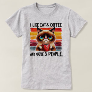 Camiseta Gráfica de Gato Sarcástico - Mi Gato, Caf