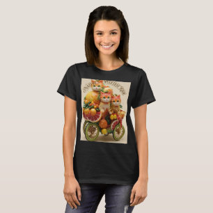 Camiseta gráfica de gatos lindos con carro de frut