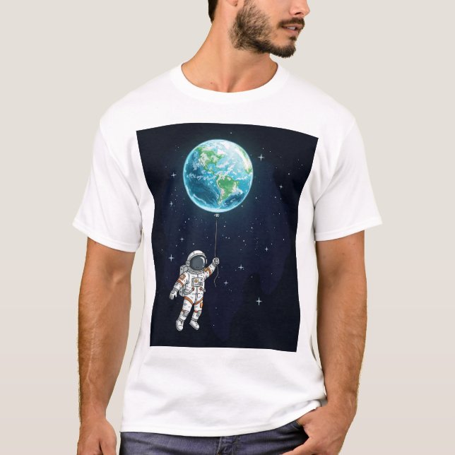 Camiseta gráfica de globo terrestre astronauta (Anverso)