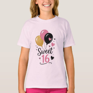 Camiseta gráfica de globos Sweet 16 para chicas ad