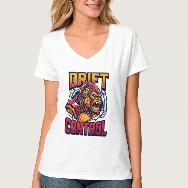 Camiseta gráfica de gorila cibernético de control  (Anverso)