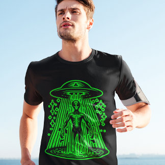 Camiseta Gráfica de Guay de OVNI verde de Alien Spacecraft