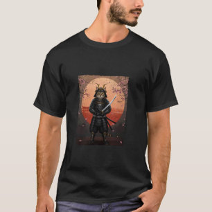 Camiseta Gráfica de Guerrero Gato Samurái, Arte Japonés Vin