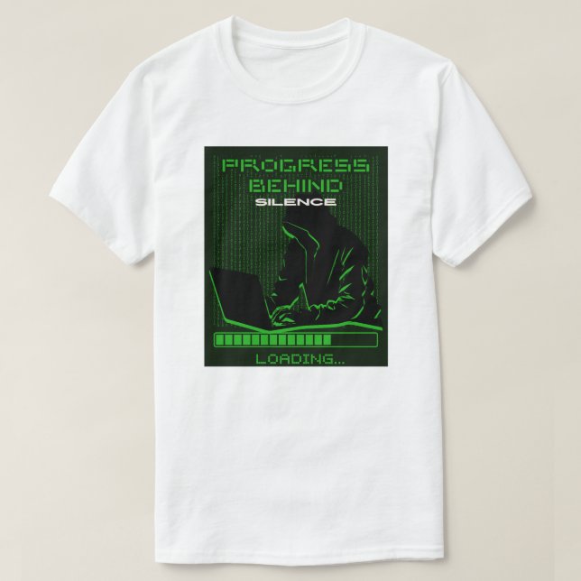 Camiseta gráfica de hacker cargando portátil (Diseño del anverso)