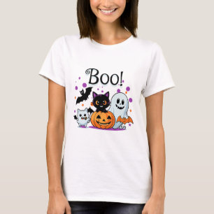 Camiseta Gráfica De Halloween De Gato De Calabaza Fantasma 
