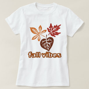 Camiseta gráfica de hojas de otoño con vibraciones