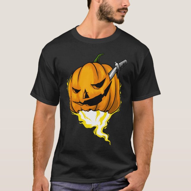 Camiseta gráfica de horror de calabaza de Hallowee (Anverso)