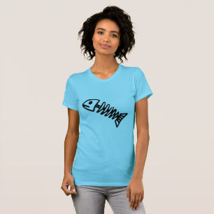 Camiseta gráfica de hueso de pez costero para muje