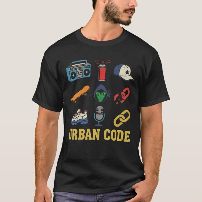 Camiseta Gráfica de Iconos de Hip Hop de Código Ur (Anverso)